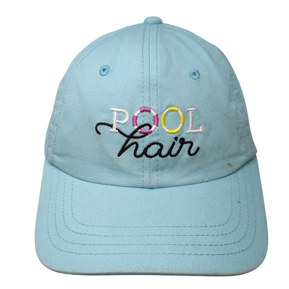 Pool Hair Don't Care Strapback Baseball Cap Blue One Size Adjustable Open Road